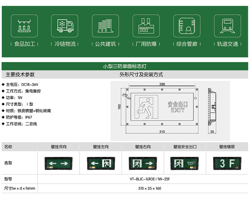 三防单面标志灯