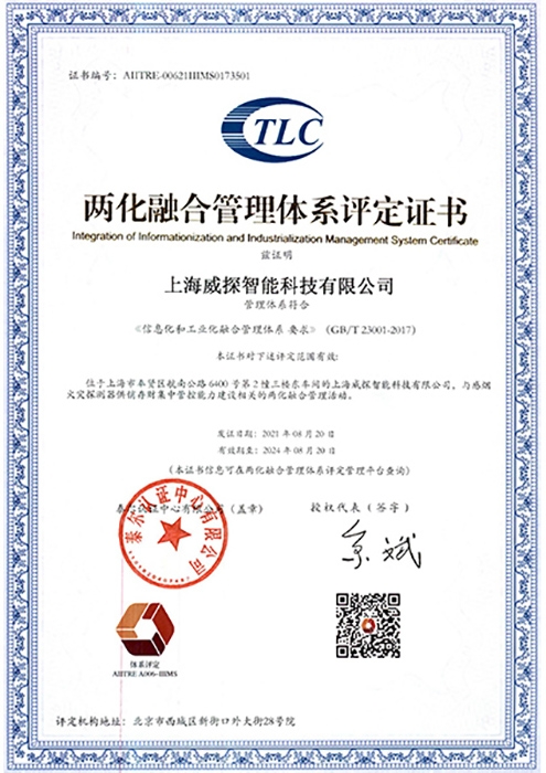 两化融合管理体系评定证书